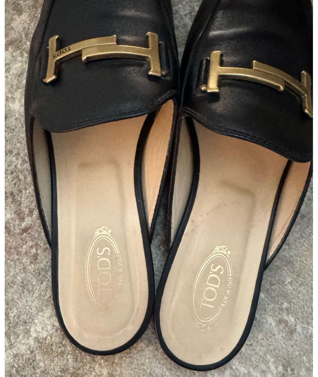 TOD'S Черные кожаные мюли, фото 5