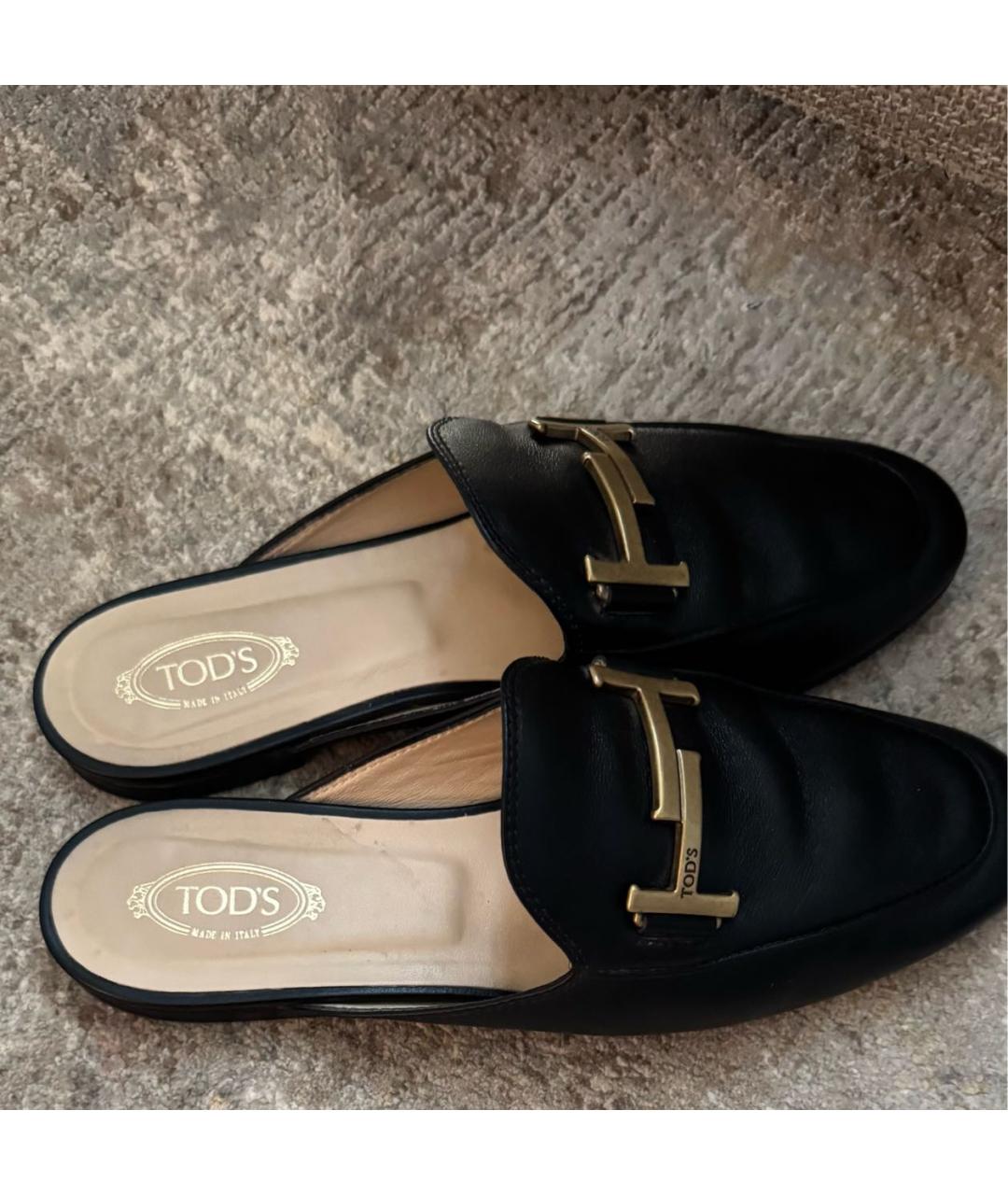 TOD'S Черные кожаные мюли, фото 7