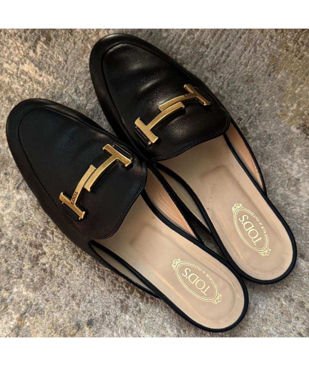 TOD'S Черные кожаные мюли, фото 3