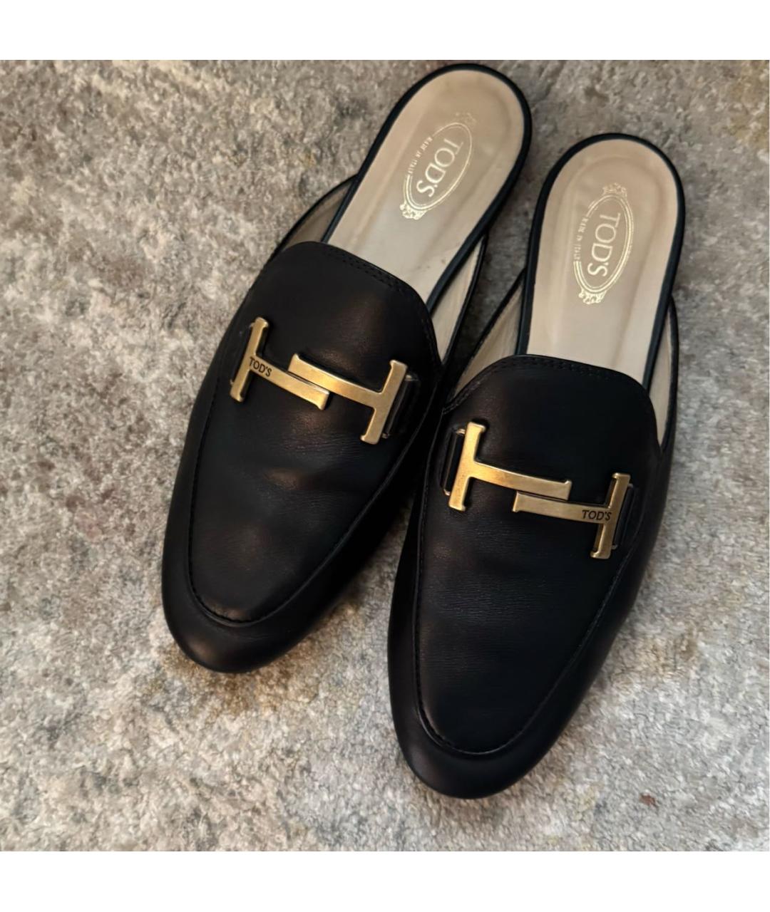 TOD'S Черные кожаные мюли, фото 2
