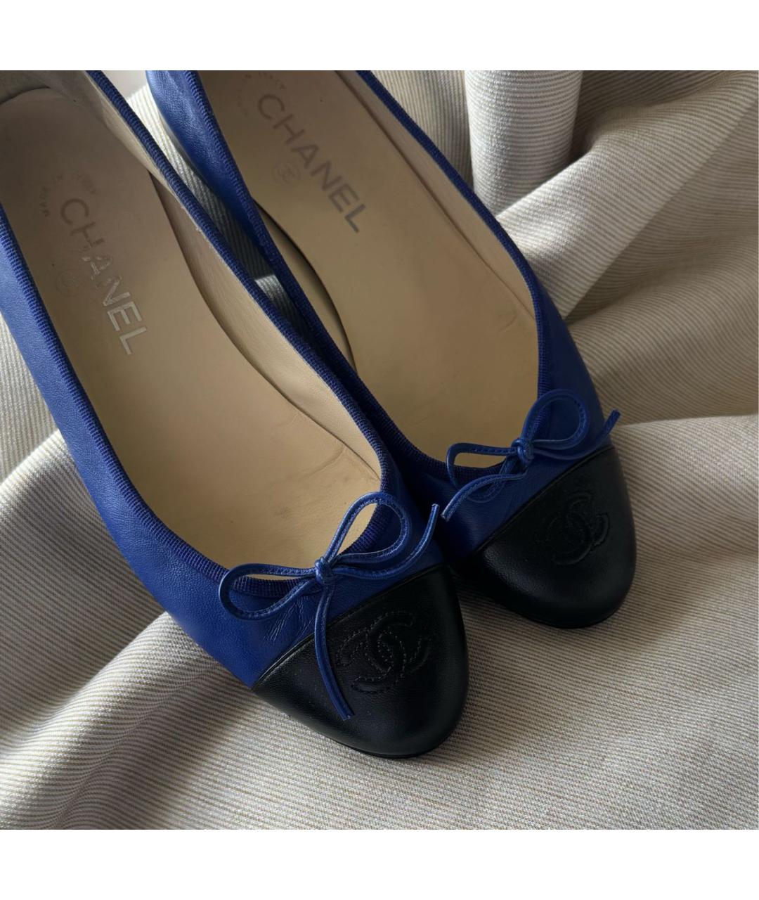 CHANEL Синие кожаные балетки, фото 2