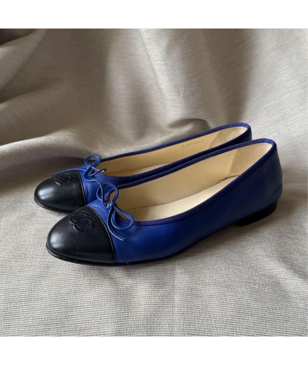 CHANEL Синие кожаные балетки, фото 6