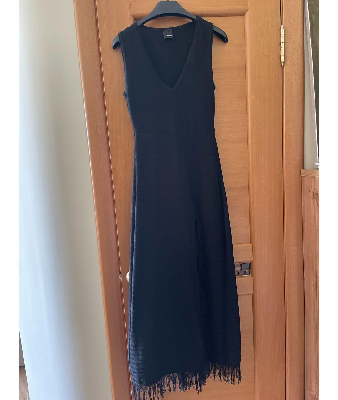 PINKO Черное вискозное коктейльное платье, фото 4