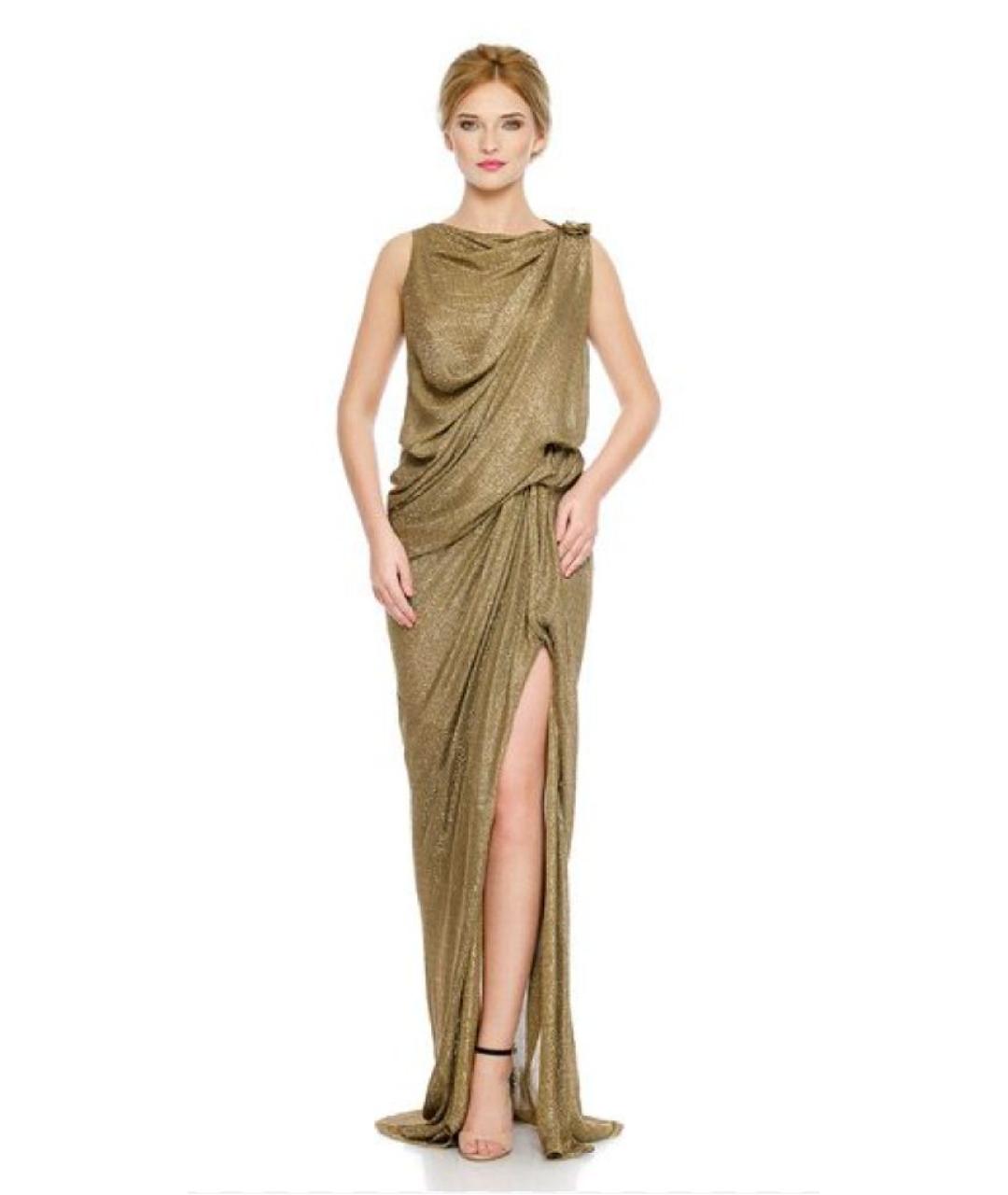 LANVIN Золотое шелковое вечернее платье, фото 5