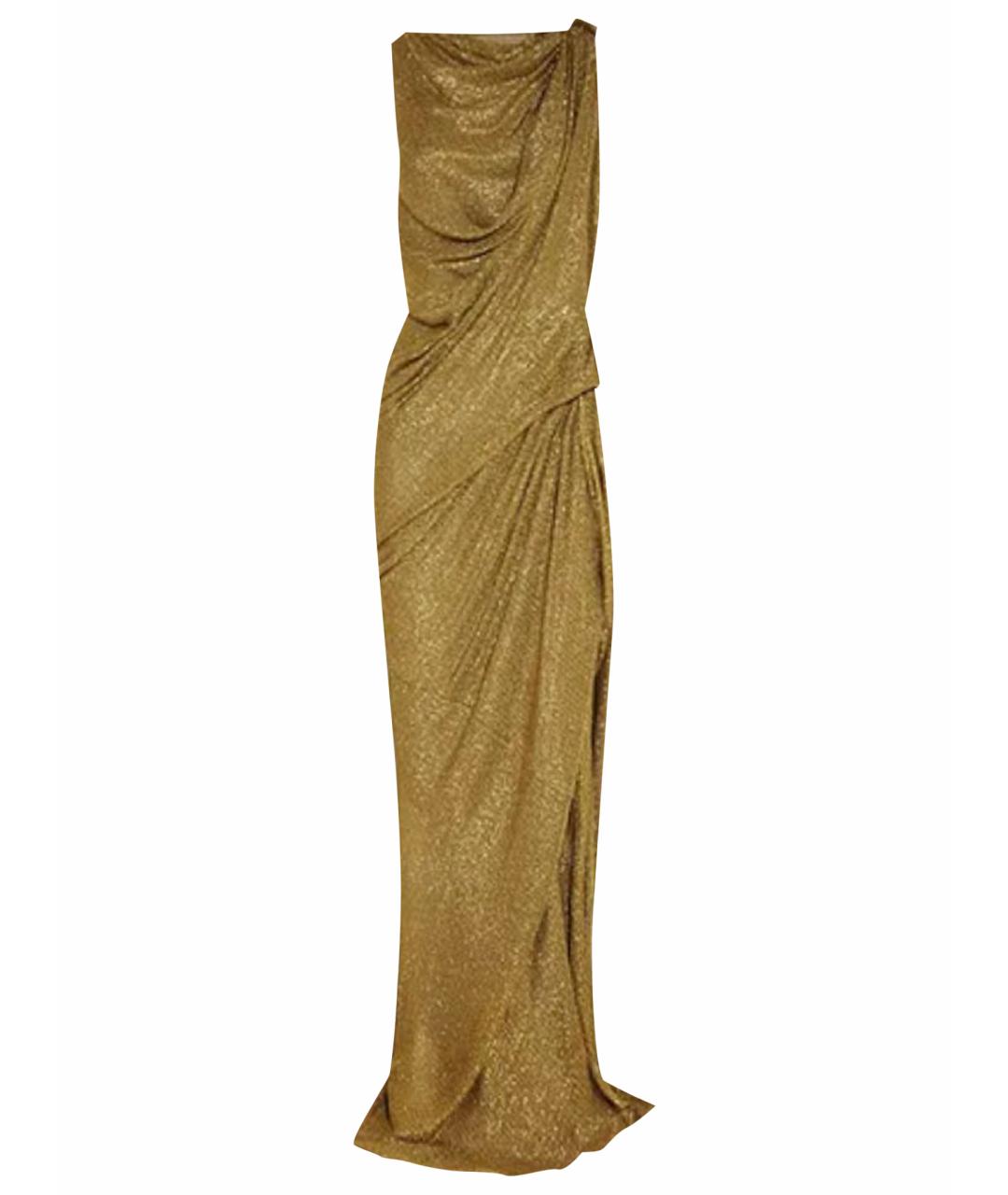 LANVIN Золотое шелковое вечернее платье, фото 1