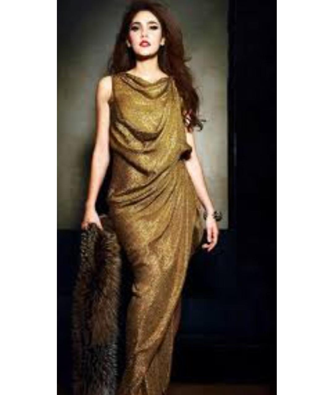 LANVIN Золотое шелковое вечернее платье, фото 6