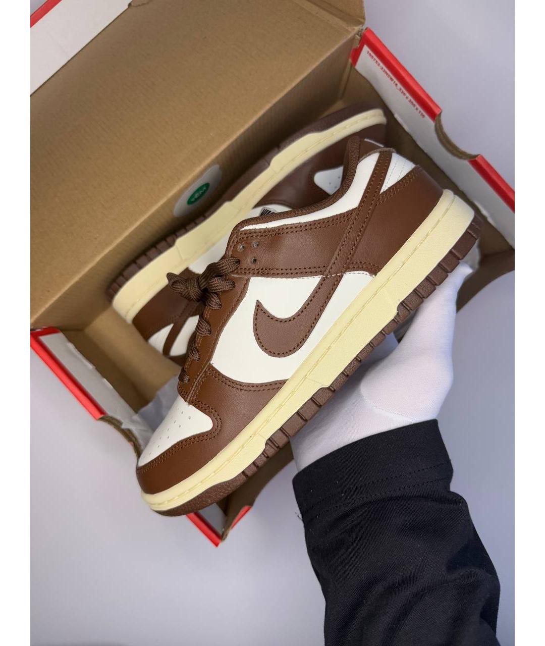 NIKE Коричневые кожаные низкие кроссовки / кеды, фото 2