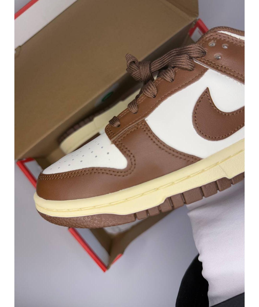 NIKE Коричневые кожаные низкие кроссовки / кеды, фото 5