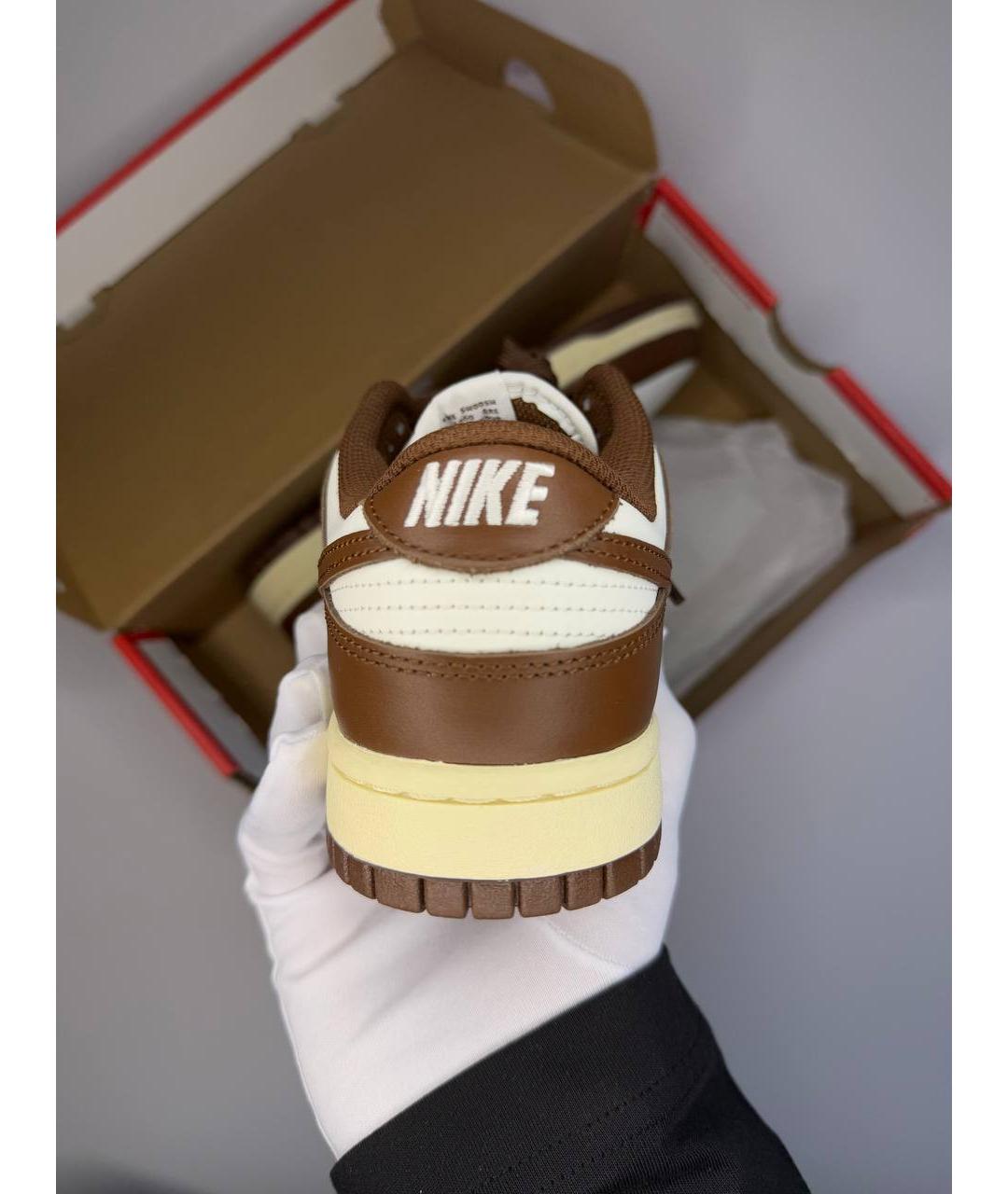 NIKE Коричневые кожаные низкие кроссовки / кеды, фото 4