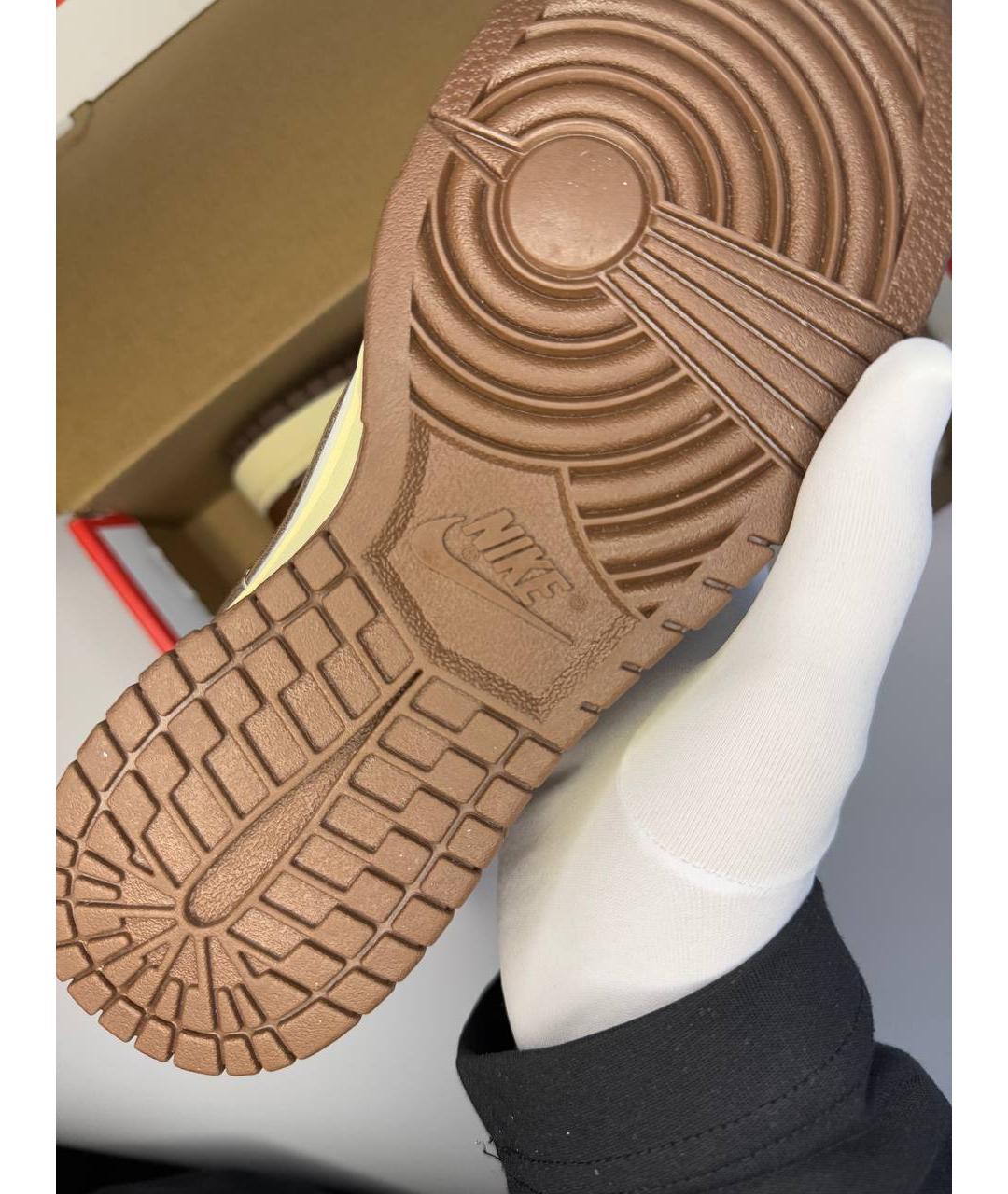 NIKE Коричневые кожаные низкие кроссовки / кеды, фото 6