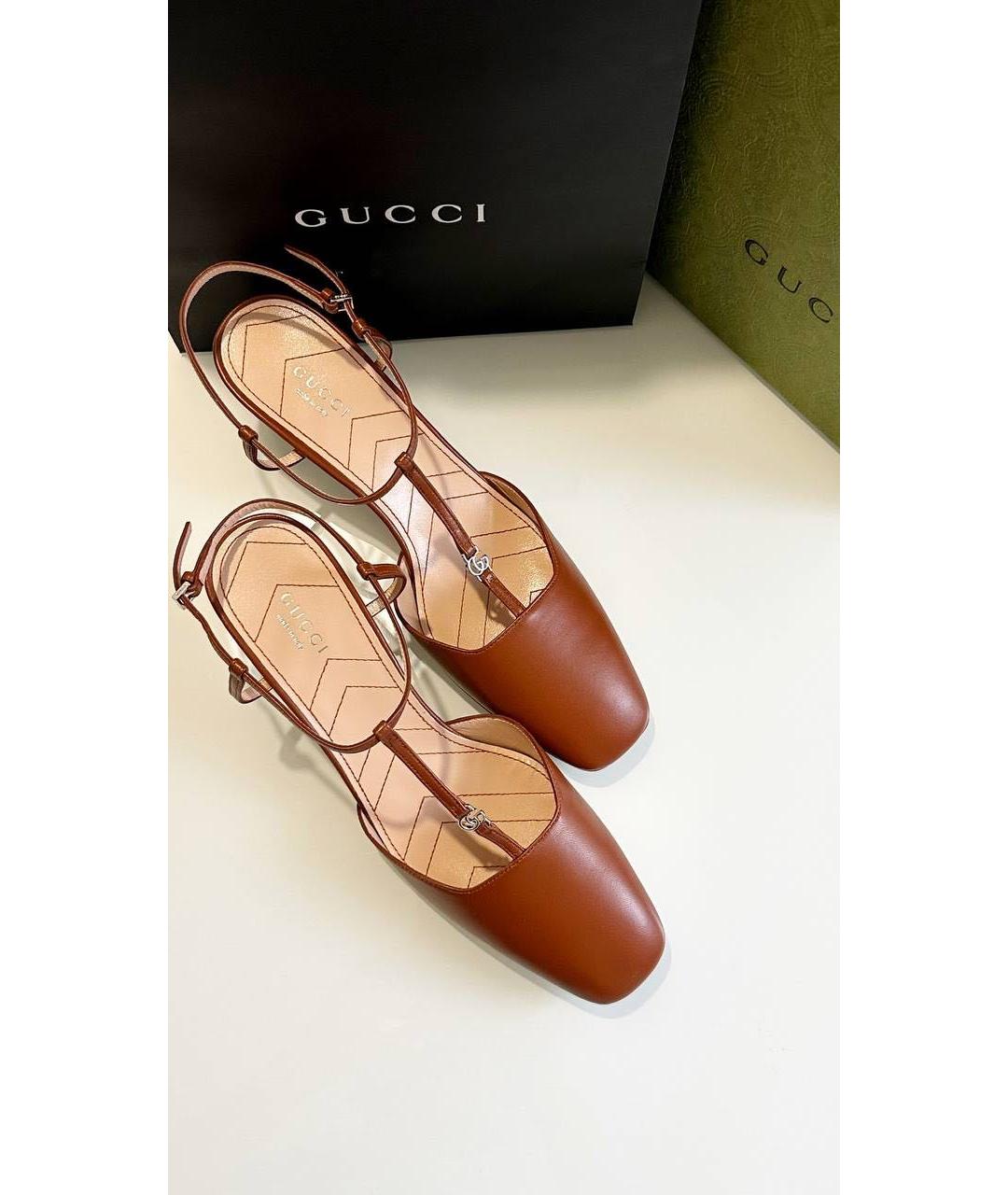 GUCCI Коричневые босоножки, фото 6