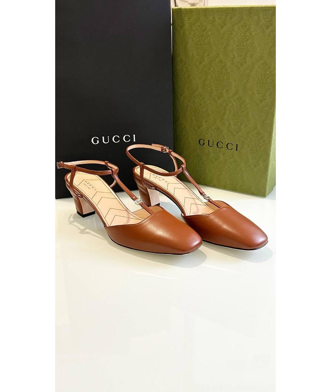 GUCCI Коричневые босоножки, фото 2
