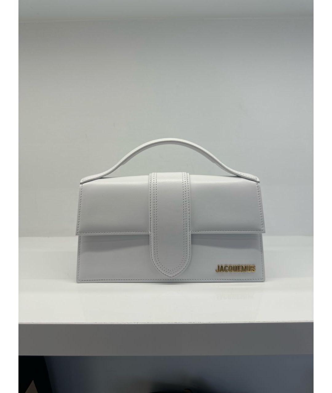 JACQUEMUS Белая кожаная сумка с короткими ручками, фото 7