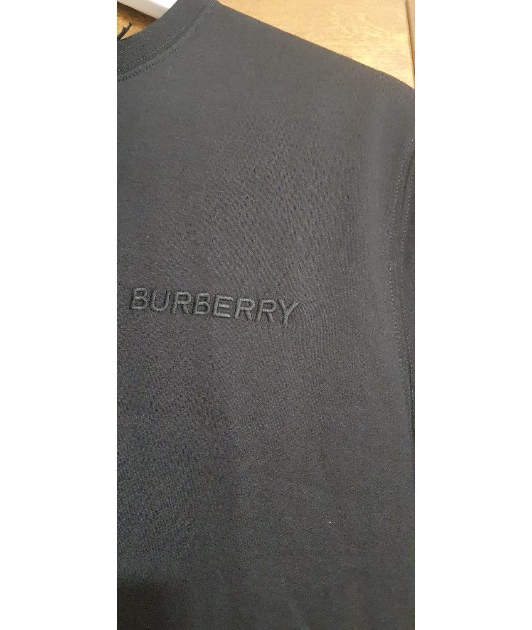 BURBERRY Черная хлопко-эластановая футболка, фото 4
