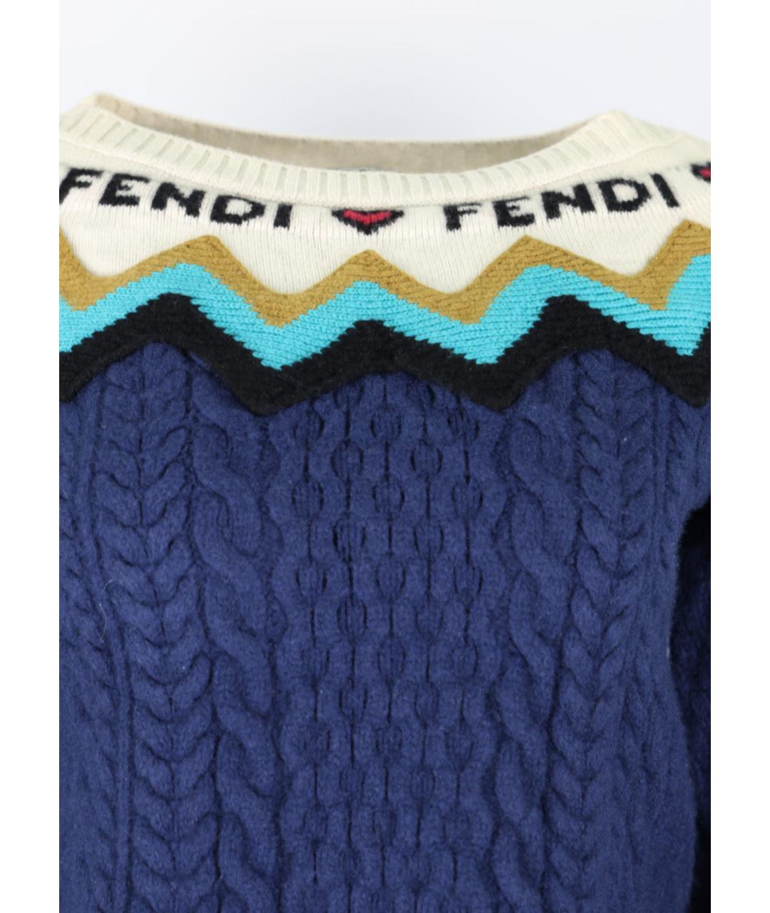 FENDI Синий шерстяной джемпер / свитер, фото 4