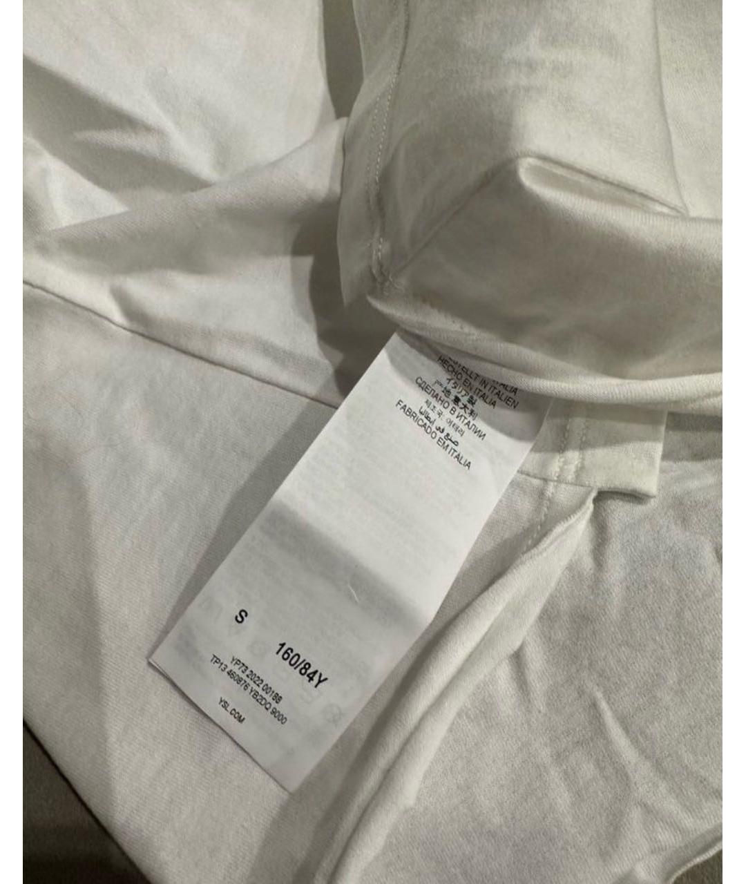 SAINT LAURENT Белая хлопковая футболка, фото 3
