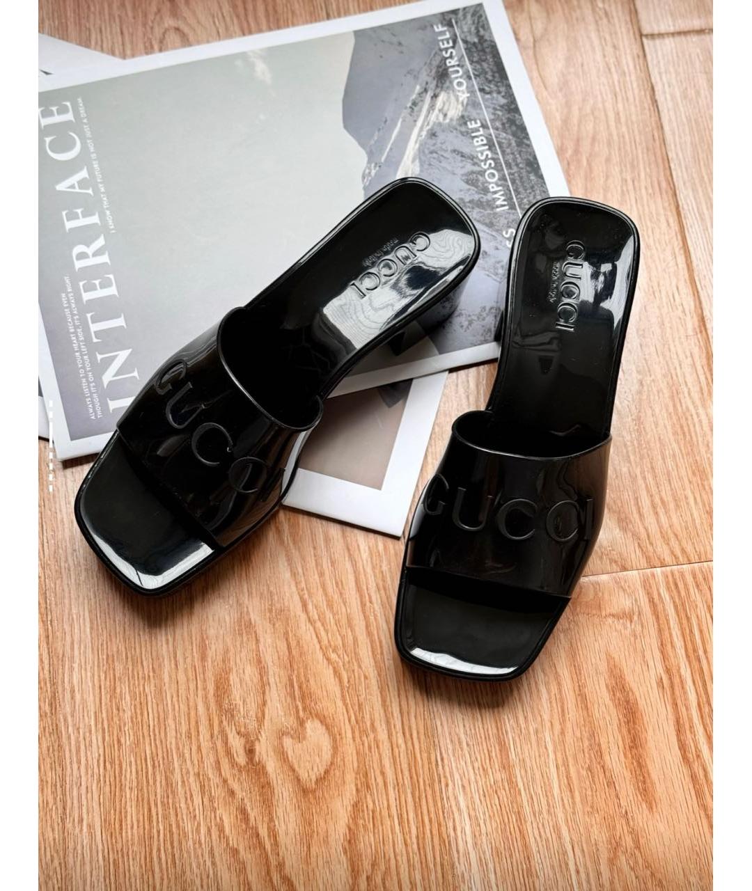 GUCCI Черные резиновые мюли, фото 8