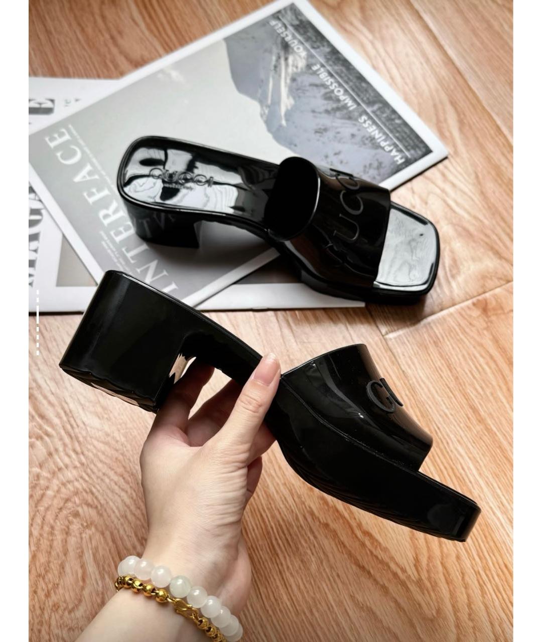 GUCCI Черные резиновые мюли, фото 7