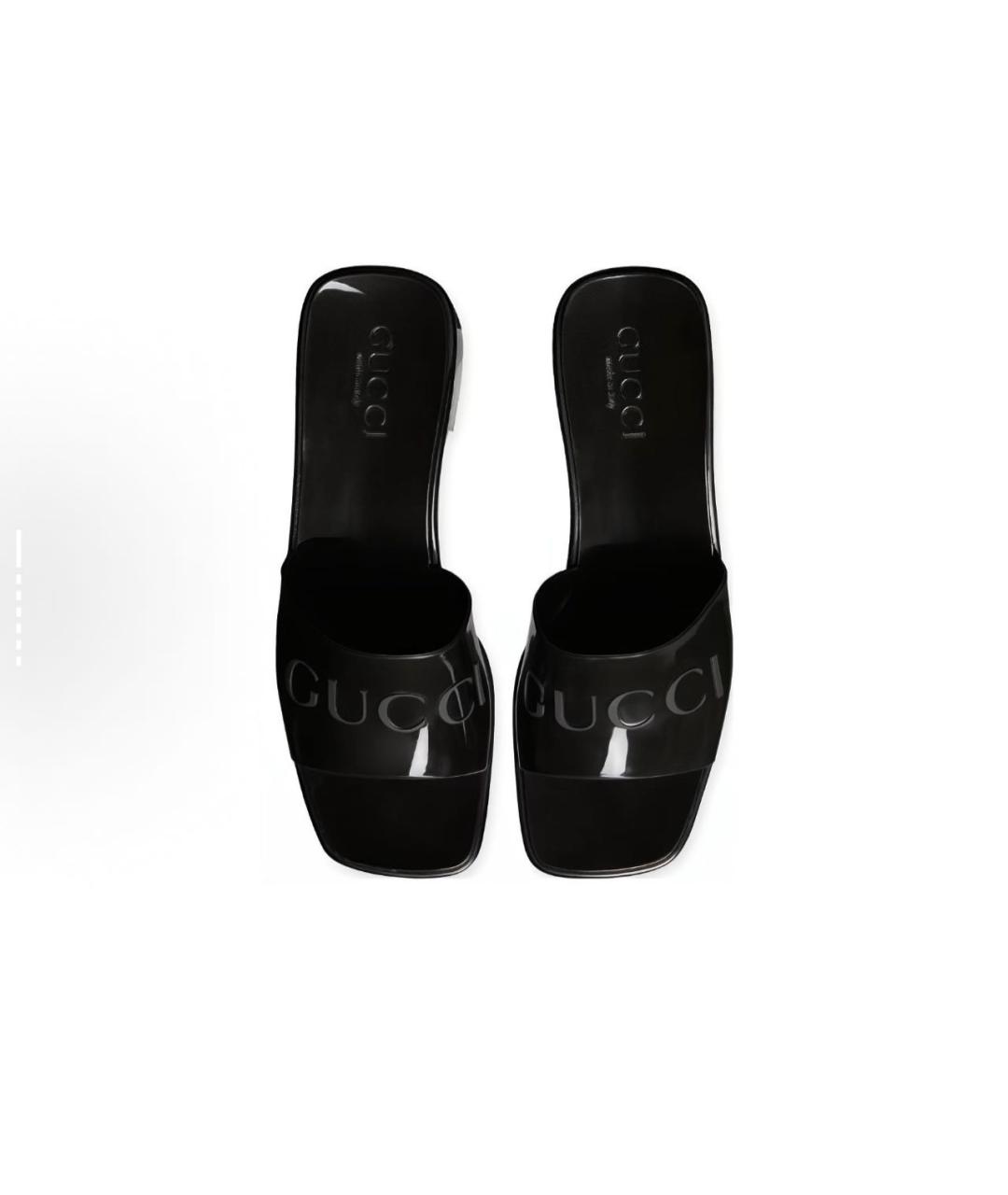 GUCCI Черные резиновые мюли, фото 2