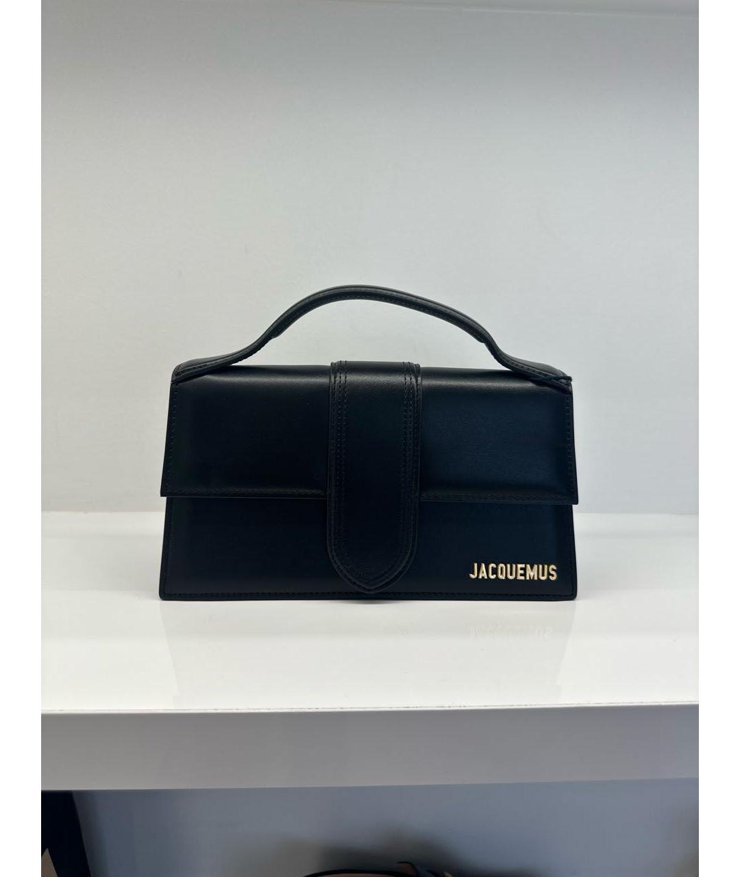 JACQUEMUS Черная кожаная сумка с короткими ручками, фото 6