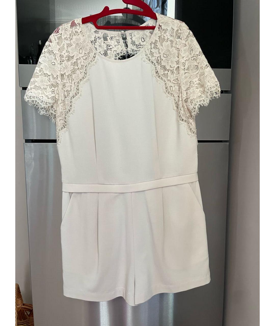 BCBG MAXAZRIA Бежевый кружевной комбинезон, фото 5