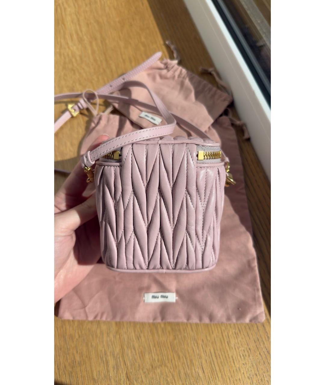 MIU MIU Розовая кожаная сумка через плечо, фото 3