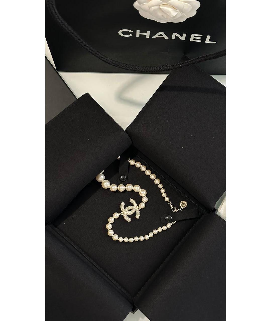 CHANEL Белое металлическое колье, фото 3