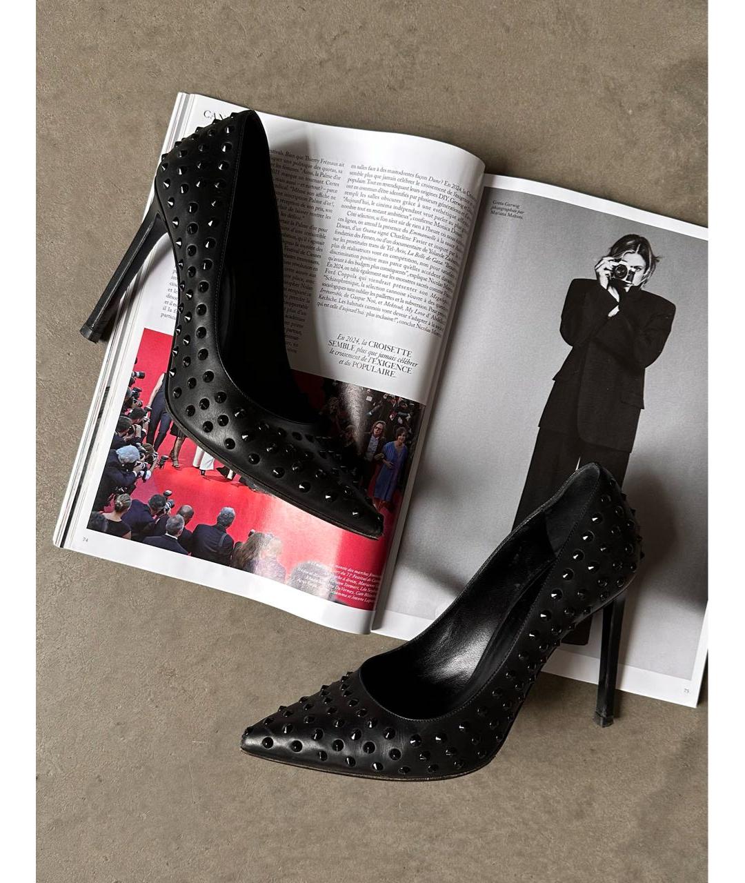 SAINT LAURENT Черные кожаные туфли, фото 5