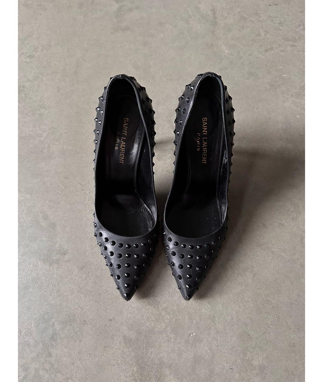 SAINT LAURENT Черные кожаные туфли, фото 2