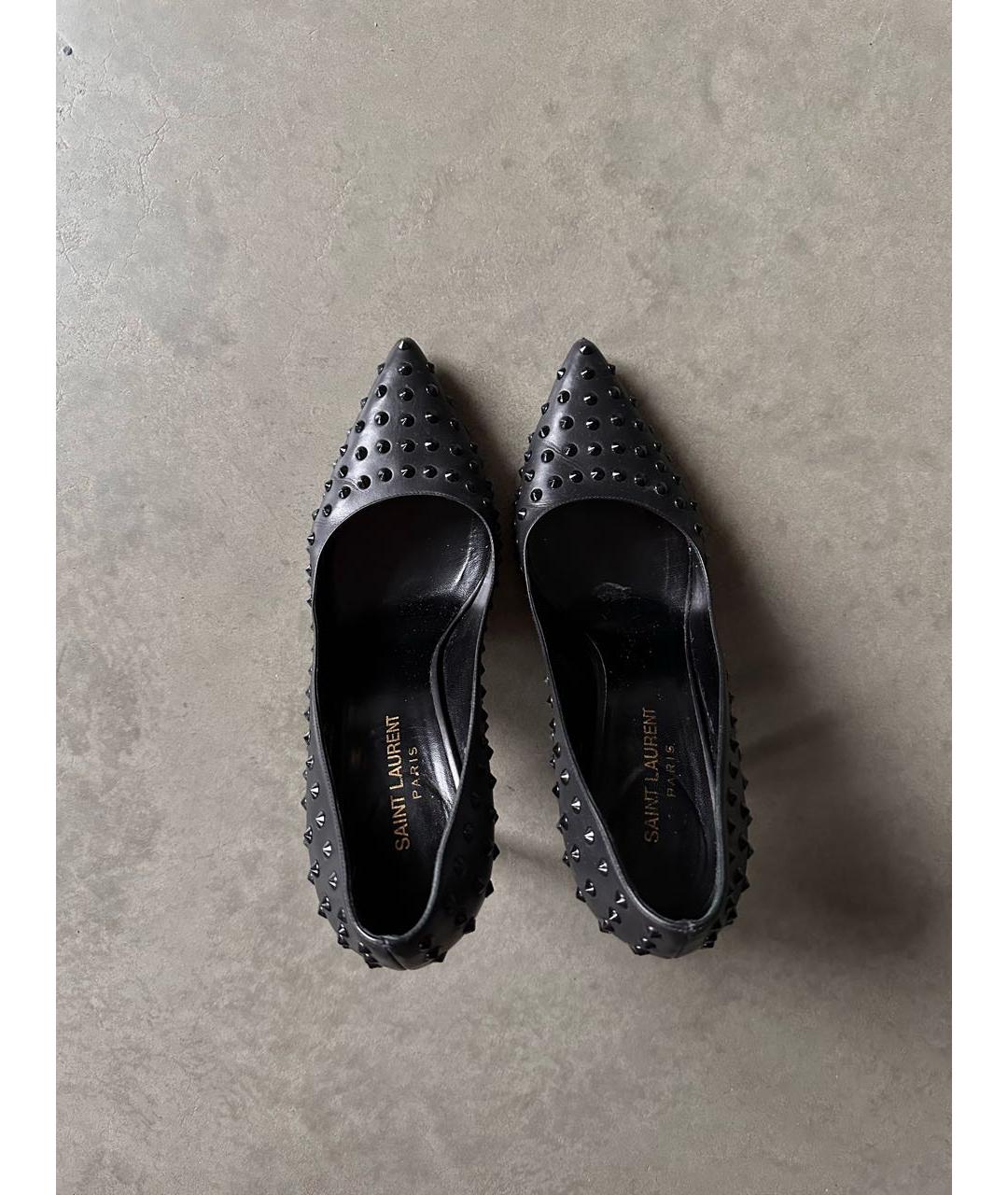 SAINT LAURENT Черные кожаные туфли, фото 3