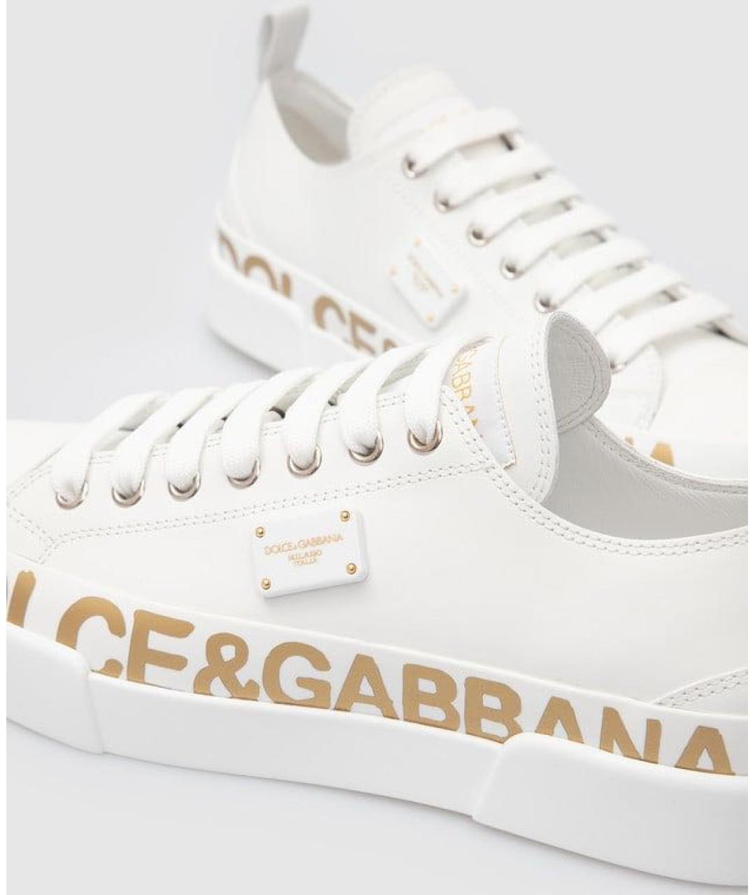 DOLCE&GABBANA Белые кожаные кроссовки, фото 3