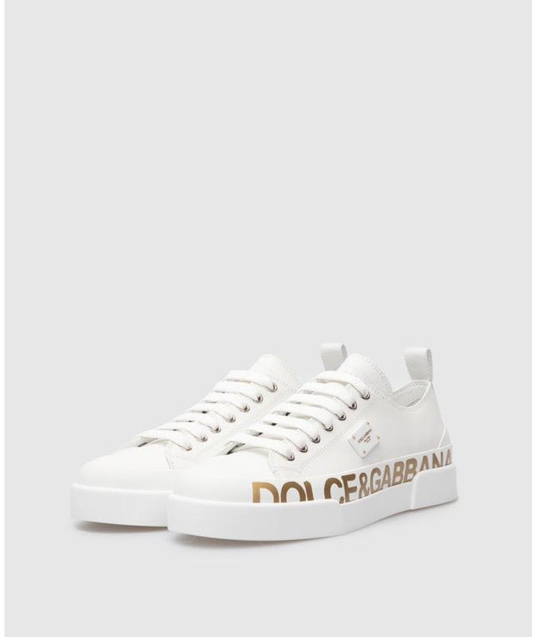DOLCE&GABBANA Белые кожаные кроссовки, фото 2