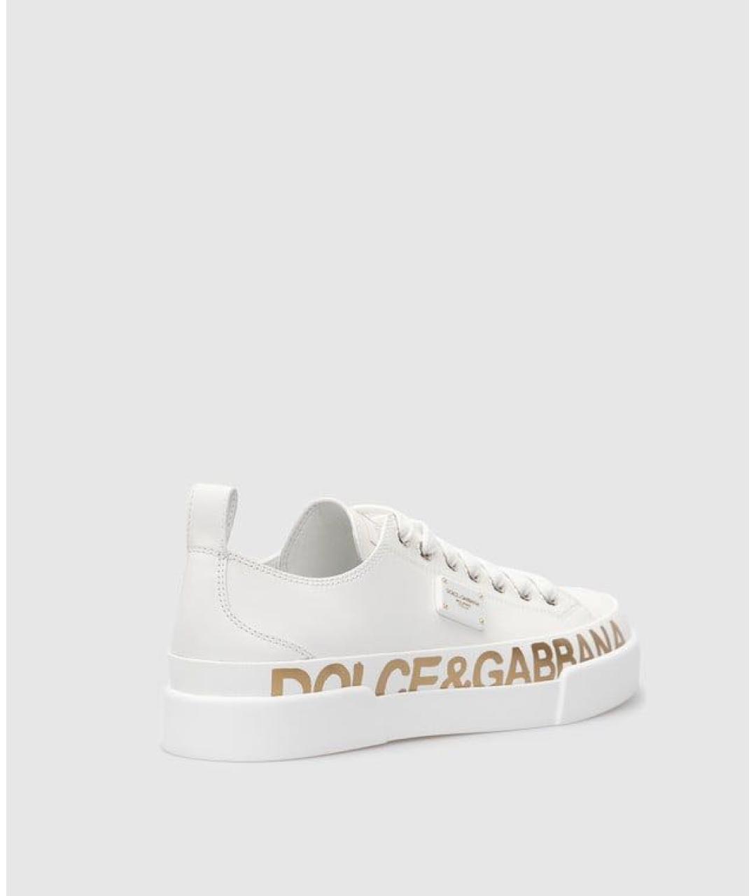 DOLCE&GABBANA Белые кожаные кроссовки, фото 4