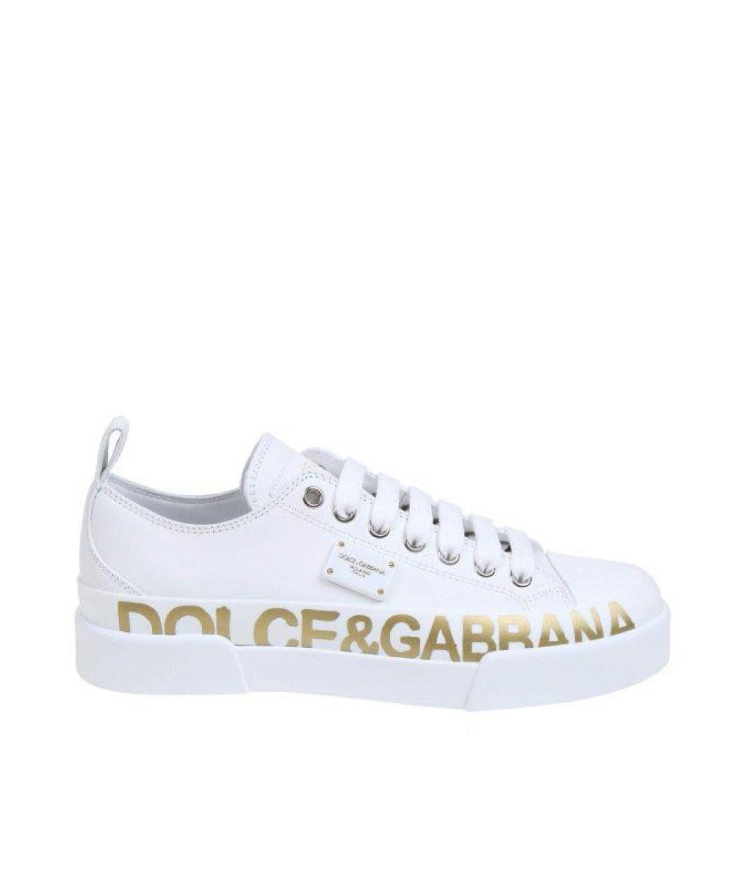 DOLCE&GABBANA Белые кожаные кроссовки, фото 9