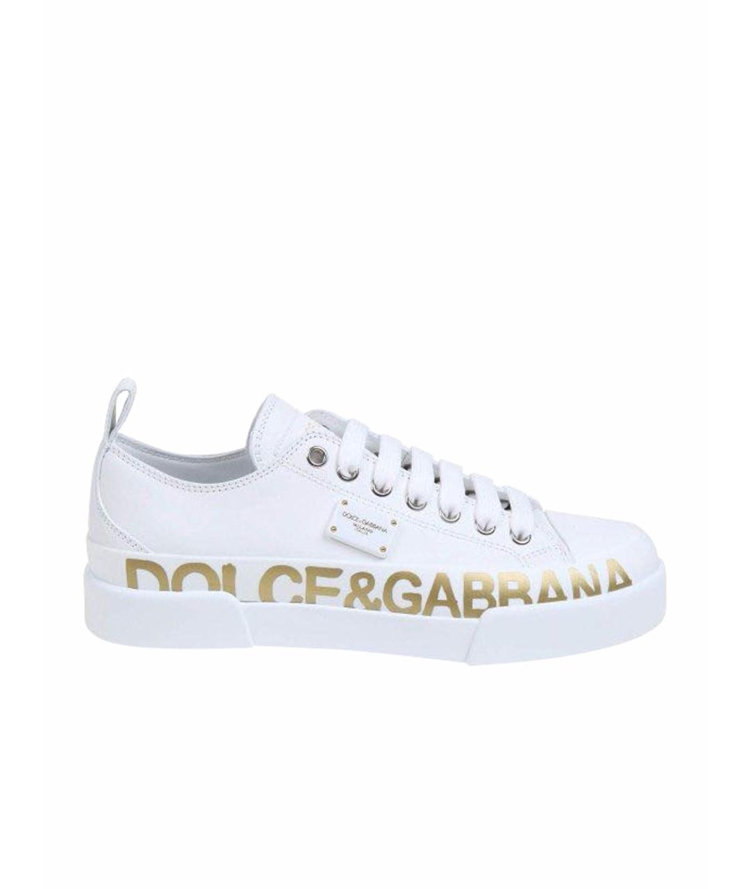 DOLCE&GABBANA Белые кожаные кроссовки, фото 1