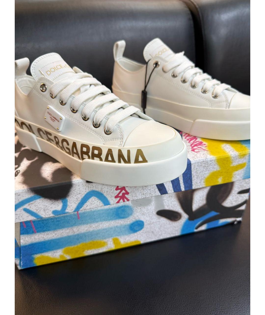 DOLCE&GABBANA Белые кожаные кроссовки, фото 7
