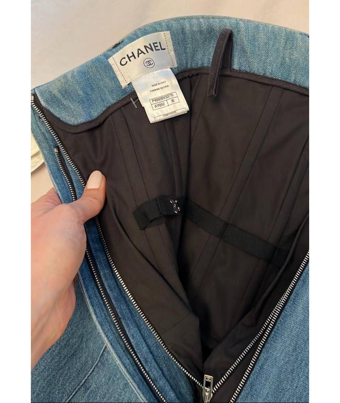 CHANEL Голубое хлопковое повседневное платье, фото 3