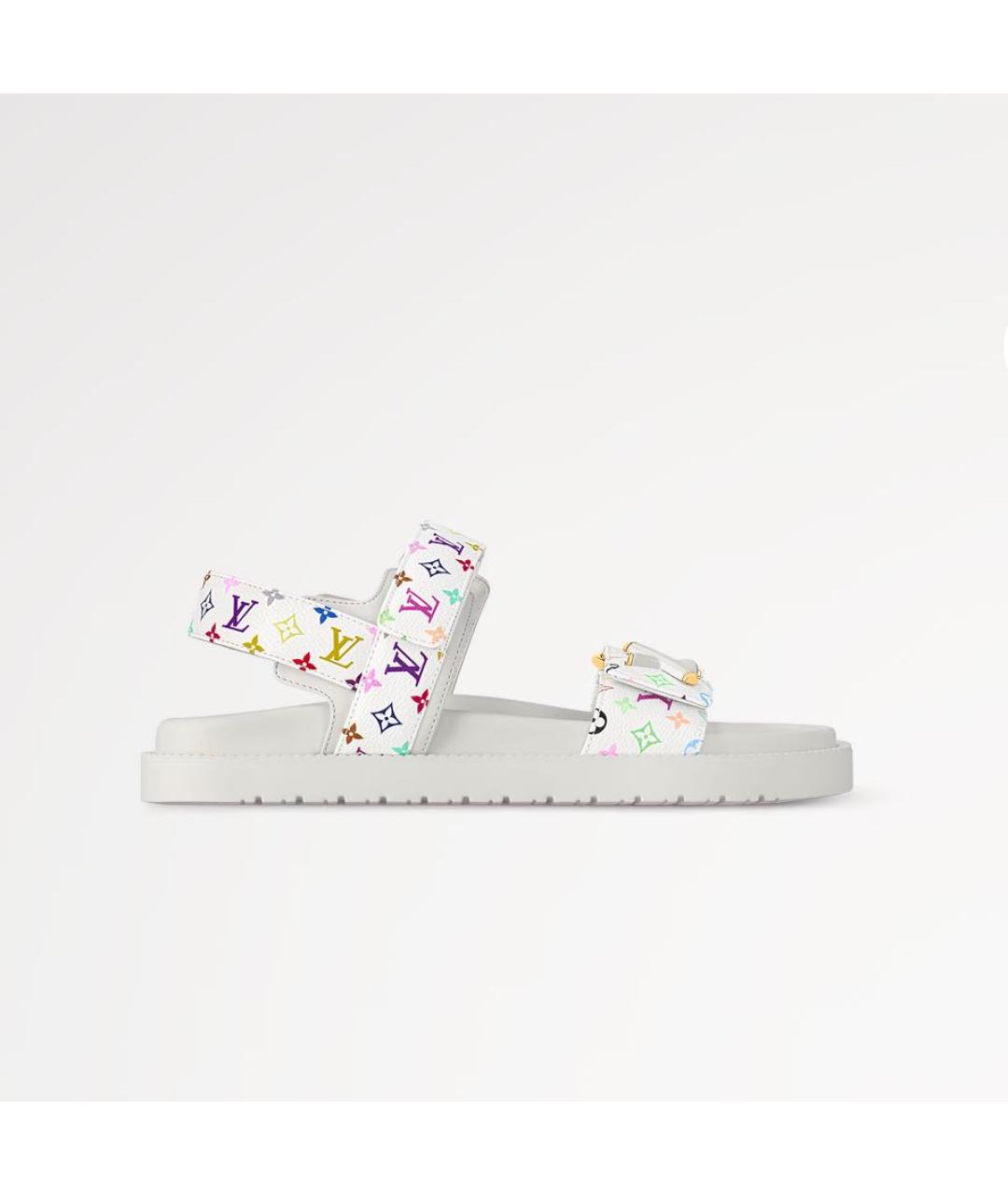 LOUIS VUITTON Белые кожаные сандалии, фото 4