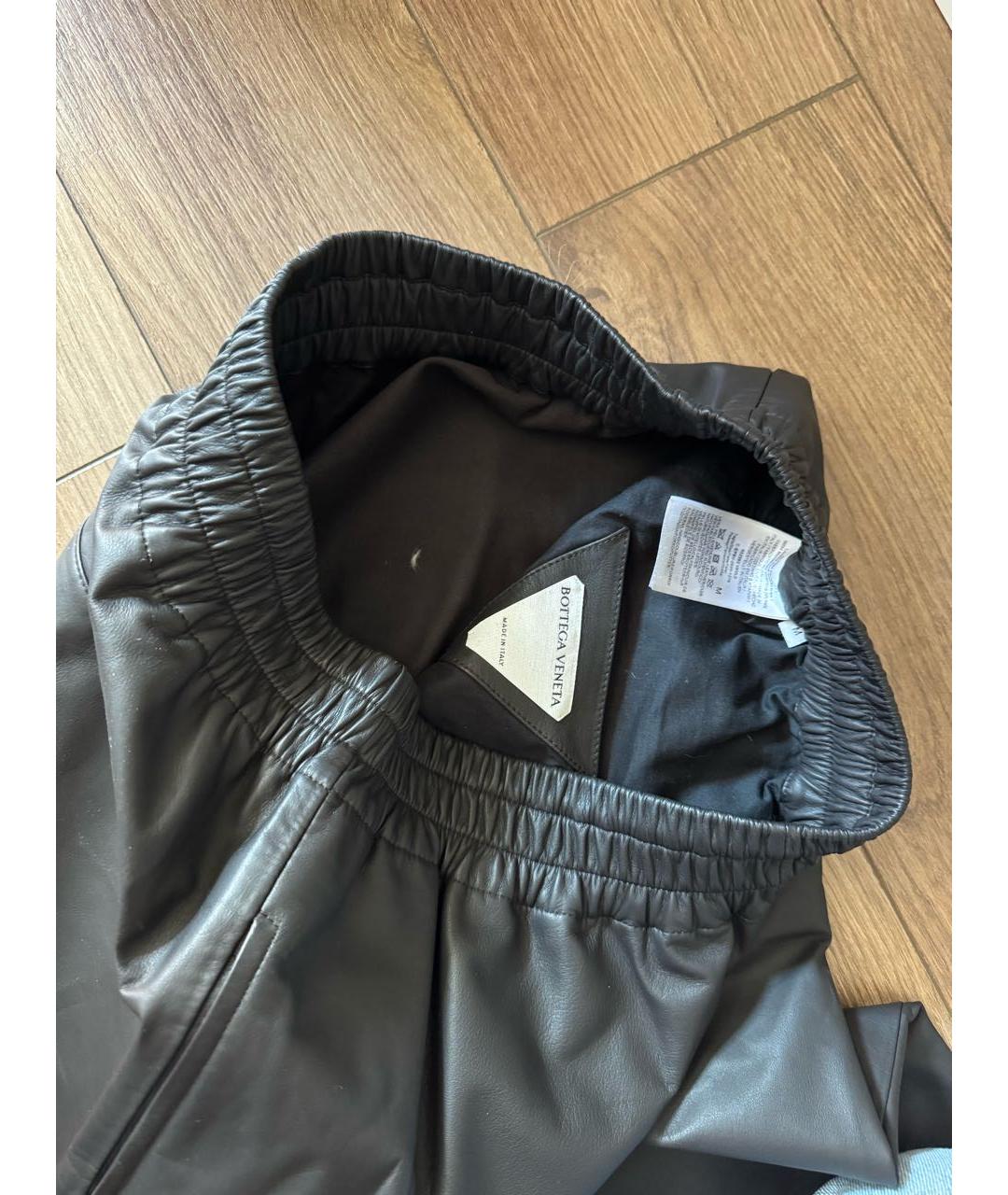 BOTTEGA VENETA Коричневые кожаные брюки широкие, фото 3