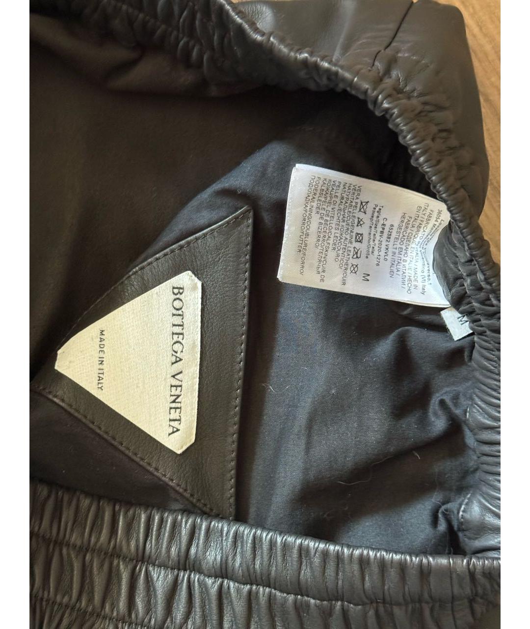 BOTTEGA VENETA Коричневые кожаные брюки широкие, фото 4
