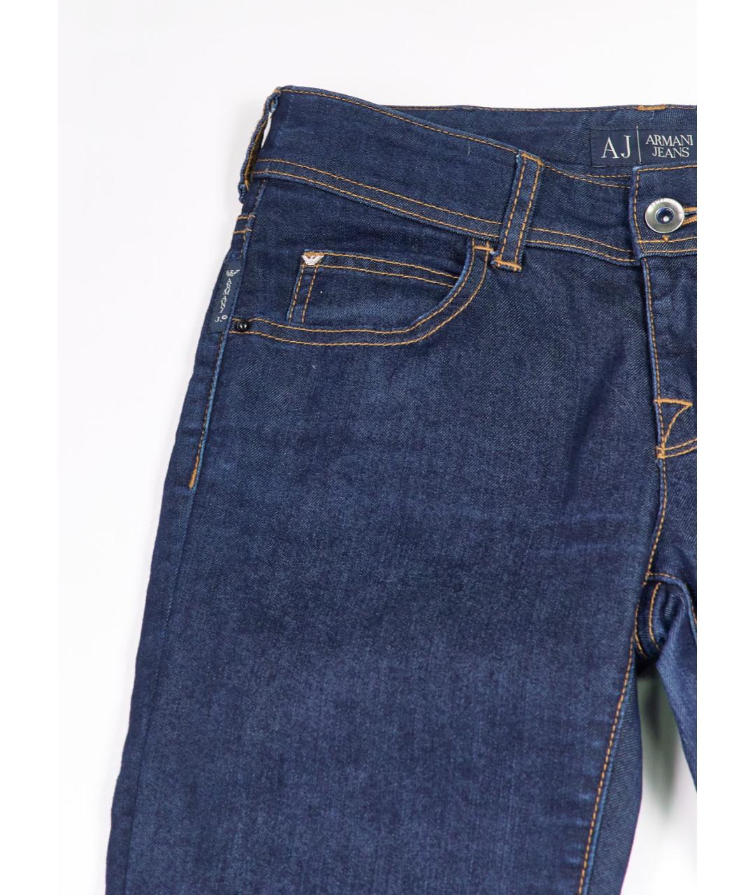ARMANI COLLEZIONI Синие хлопко-полиэстеровые прямые джинсы, фото 4