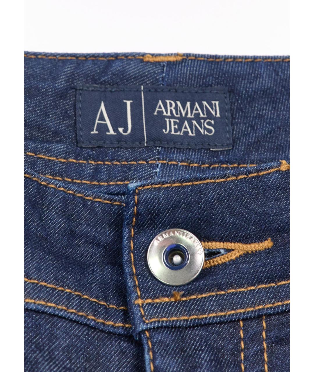 ARMANI COLLEZIONI Синие хлопко-полиэстеровые прямые джинсы, фото 3