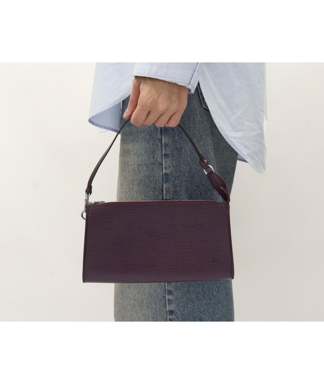 LOUIS VUITTON Фиолетовая кожаная сумка с короткими ручками, фото 4