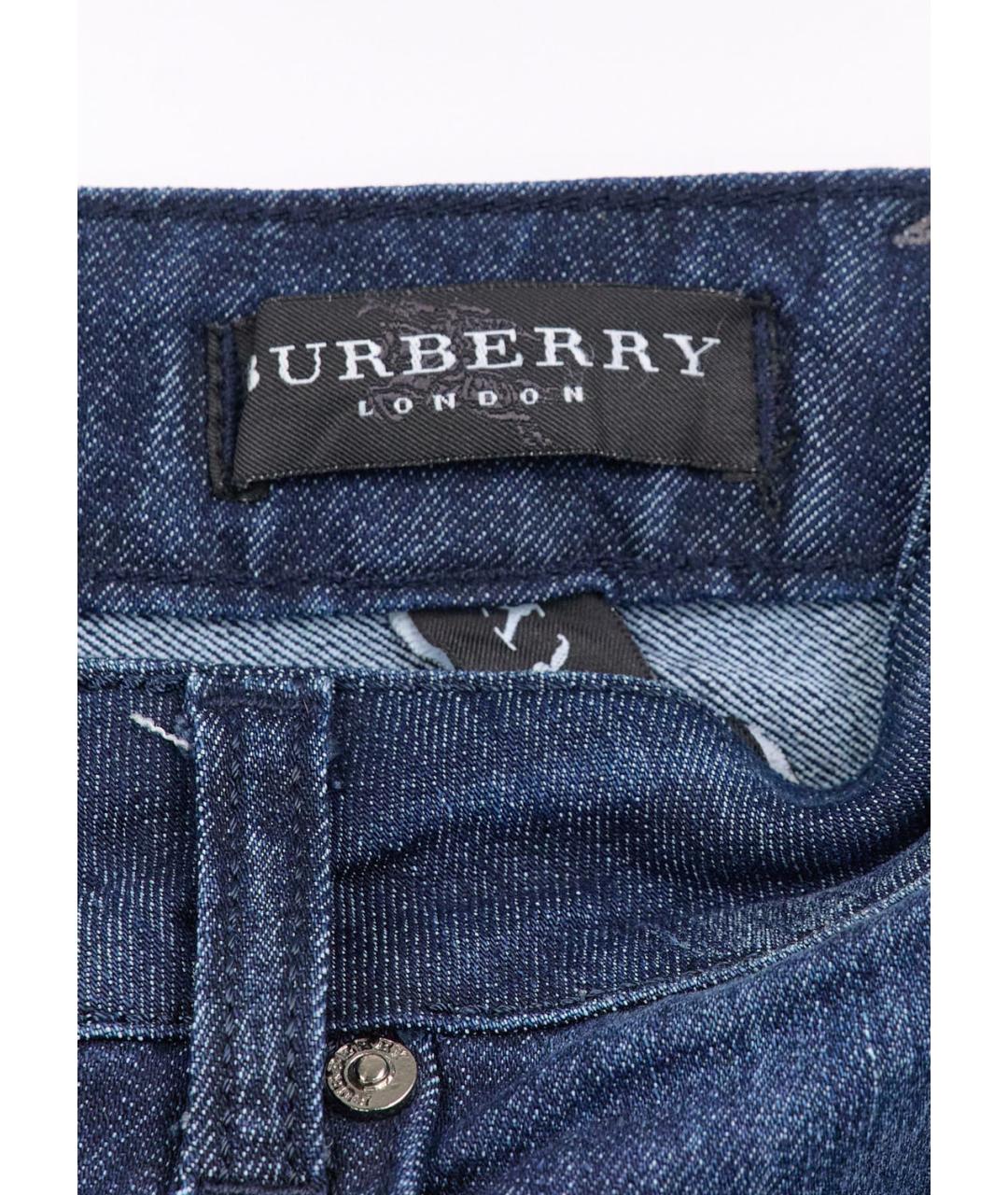 BURBERRY Темно-синие хлопко-эластановые прямые джинсы, фото 3