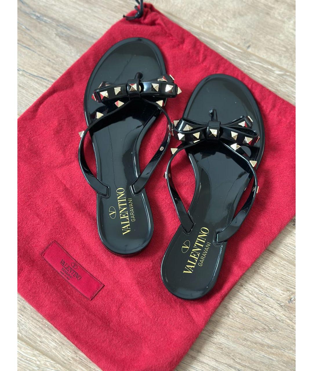 VALENTINO Черные резиновые шлепанцы, фото 2