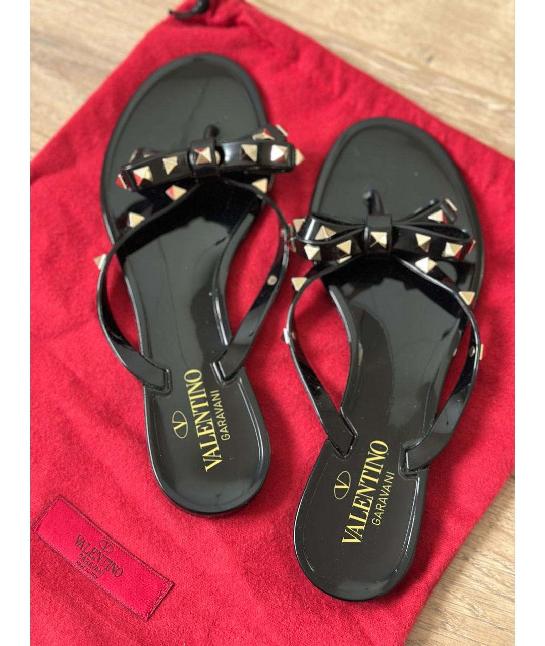 VALENTINO Черные резиновые шлепанцы, фото 6