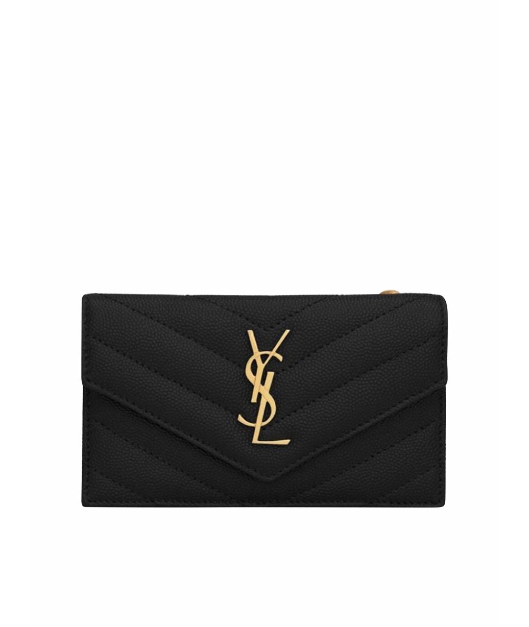 SAINT LAURENT Черный кожаный кошелек, фото 1
