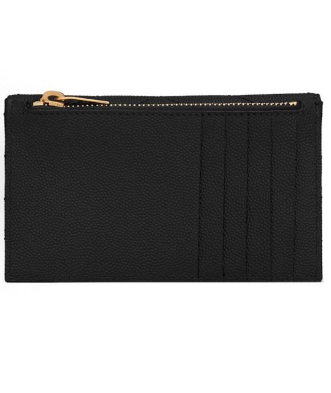 SAINT LAURENT Черный кожаный кошелек, фото 2