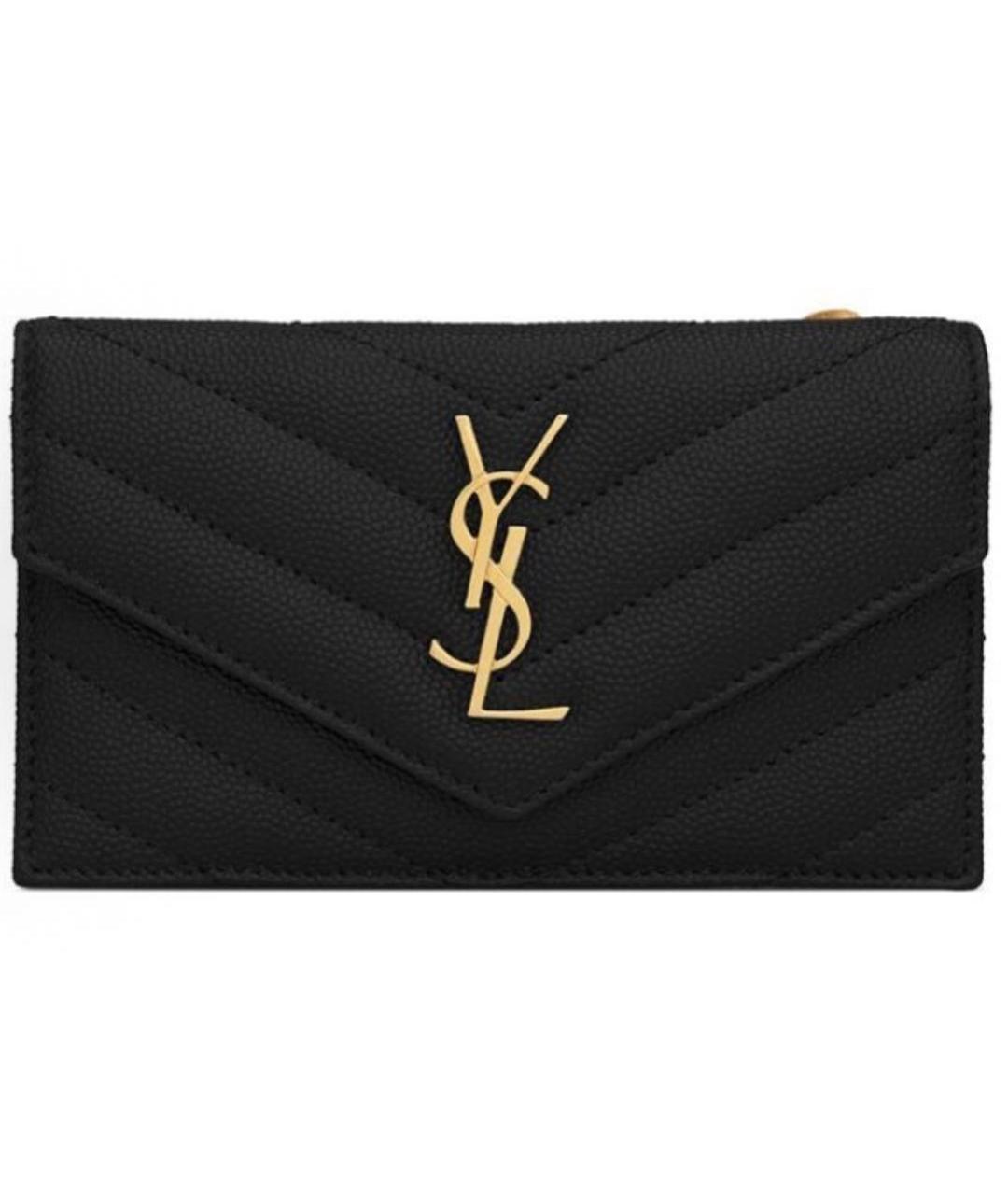 SAINT LAURENT Черный кожаный кошелек, фото 5