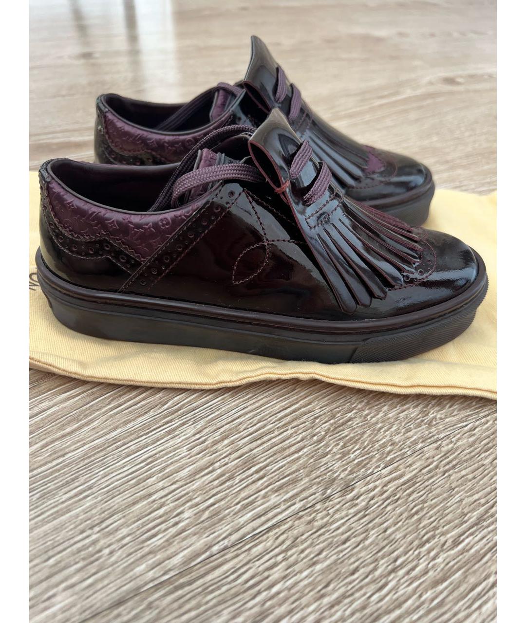 LOUIS VUITTON Бордовые лоферы/мокасины из лакированной кожи, фото 5